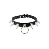 Black Leather Claw Spiked Collar With 1.5" O Ring
