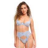 Asha Underwire Bra, Garterbelt and Thong Set - Brunnera Blue - Small/Medium