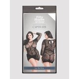 Fifty Shades of Grey Captivate Plus Size Black Lace Long Sleeve Mini Dress - One Size Queen - Black