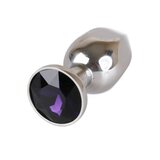 6 Sided Medium Metal Butt Plug With Purple Jewel
