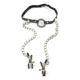 Fetish Fantasy Series O-Ring Gag with Nipple Clamps