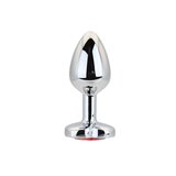 Toosh Heart Shaped Silver Butt Plug with Red Stone Small