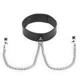 Bondage Boutique Advanced Leather Collar with Nipple Clamps