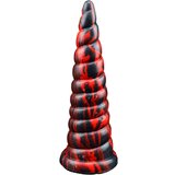 Fantasy Graduated Butt Plug Anal Dildo: 8.6 Inches Premium Silicone Red & Black