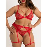 Lovehoney Plus Size Midnight Dream Red Bra Set - One Size Queen - Red
