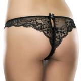 Lovehoney Love Me Lace Crotchless Brazilian Knickers Black