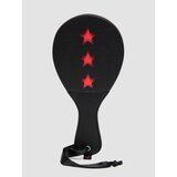 Bondage Boutique Faux Leather Red Stars Slapper Spanking Paddle - Black