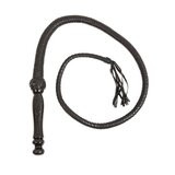 Luxury Dark Wooden Handle Leather Bull Whip