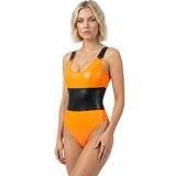 Tri-Tone Halterneck Latex Swimsuit Style Body
