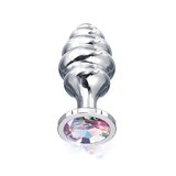 Nixie Honey Dipper Ribbed Metal Jeweled Butt Plug - Large
