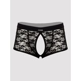 LHM Black Lace Open Front and Back Boxer Shorts - XXL - Black