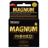 Trojan Magnum Ribbed Lubricated Condoms - 3 Pack
