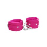 Ouch! Plush Leather Hand Cuffs - Pink