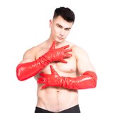 PVC Men`s Long Gloves in Red