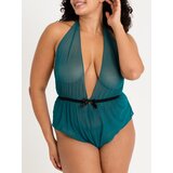 Lovehoney Plus Size Barely There Sheer Green Crotchless Body - One Size Queen - Green