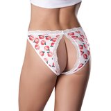 Sweet Treats Split Back and Crotchless Panty with Lube - Peach - Large/X-Large