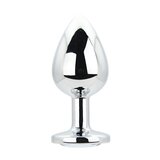 Toosh Silver Metal Butt Plug Large Clear Stone