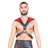 Mens Leather Armour Harness In Red