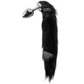Kinky Tails Vixen Black Faux Fur Stainless Steel Tail Butt Plug