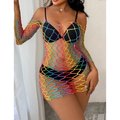 Flirt Rave Babe Rainbow Longsleeve Bodystocking Dress