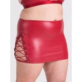 Lovehoney Plus Size Fierce Leather Look Lace-Up Red Skirt - 1X / 2X - Red