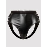 Lovehoney Fierce Black Leather-Look Lace-Up Open-Back Knickers - One size - Black