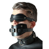 Leather Internal Penis Gag Blindfold & Collar Set