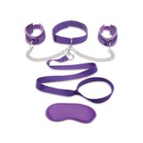 Lux Fetish Collar, Cuffs and Leash Set - Purple