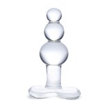4" Beaded Glass Butt Plug With Tapered Base