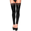 Noir Handmade Power Wetlook Hold-Up Stockings - Black - L