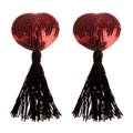 Red Burlesque Sequin Heart Nipple Tassels