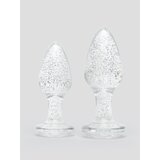 Lovehoney Double Booty Glitter Butt Plug Set - Clear