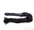Flogger With Leather Handle & Stripes Black