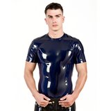 Short Sleeved Latex T-Shirt In Navy Blue