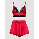 Lovehoney Empress Red Satin Bra and French Knickers Set - Small - Red
