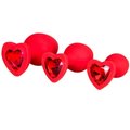 Bejewelled Red Silicone Heart Butt Plug - LARGE