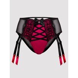 Lovehoney Boudoir Belle Cherry High-Waisted Brazilian Suspender Knickers - Large - Black