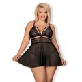 Obsessive Black Babydoll Set Plus Size - Black - Plus size