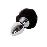 Small Silver Butt Plug with Black Tail