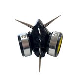 Black Cyber Mask With 2 Inch Spikes - Silver