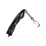 Metal Handle Leather Flogger Black/White