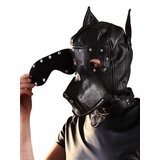 Leather Dog Hood with Detachable Blindfold - One Size