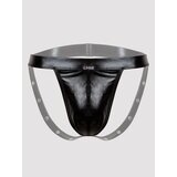 LHM Tough Love Black Wet Look Studded Jockstrap - L / XL - Black