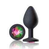 Gems Black Silicone Anal Plug - Medium