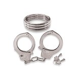 Dominant Submissive Cock Ring and Handcuffs - Silver
