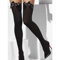 Bow To Me Black Opaque Hold Up Stockings
