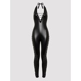 Lovehoney Plus Size Fierce Leather Look Lace-Up Black Catsuit - 1X / 2X - Black