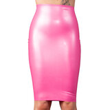 Latex Pencil Skirt in Fuchsia