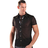 Mens Nylon Trim Leather Shirt Black