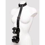 Bondage Boutique Faux Leather Collar to Wrist Restraints - Black
